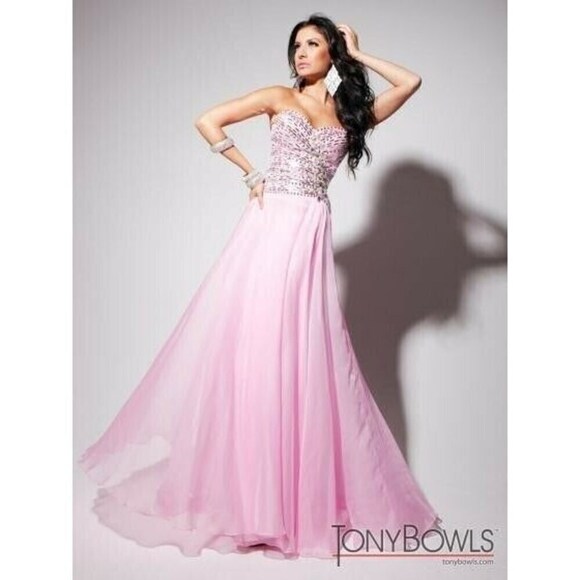 Tony Bowls Evenings Chiffon Prom Dress TBE11342 Pink - Picture 3 of 7